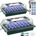 2 Packs, Seed Starter Trays with High Dome Germination Kit - 80 Cells, 4 LED Grow Lights, Smart Timer & 3 Modes for Home Gardene