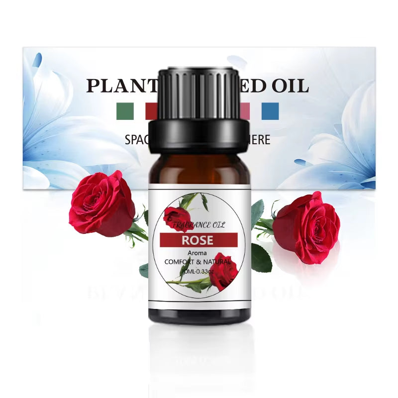 Pure Essential Oils 10ML with Diffuser Reed Oils Refill Diffuser Aromatic Oil Jasmine Sakura Lemon Rose Vanilla Essential Oils