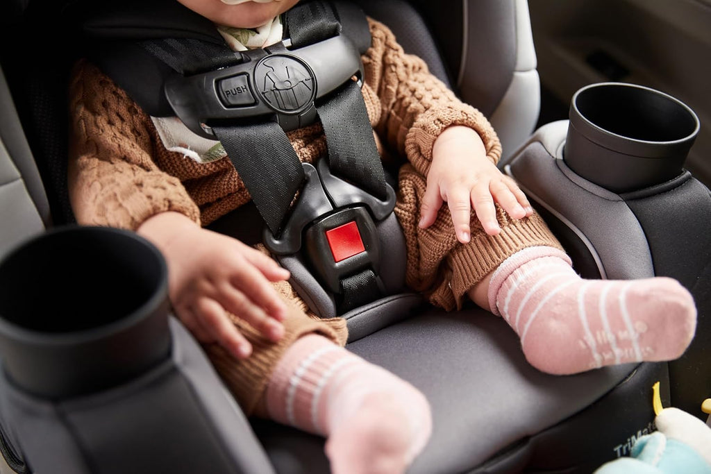 Trimate 3-In-1 Convertible Car Seat, Slim Fit, Infant to Big Kid Car Seat, Easy-Install Harness, Machine-Washable Cover, Dishwasher-Safe Cup Holders, 5-100 Lbs, Sharkskin