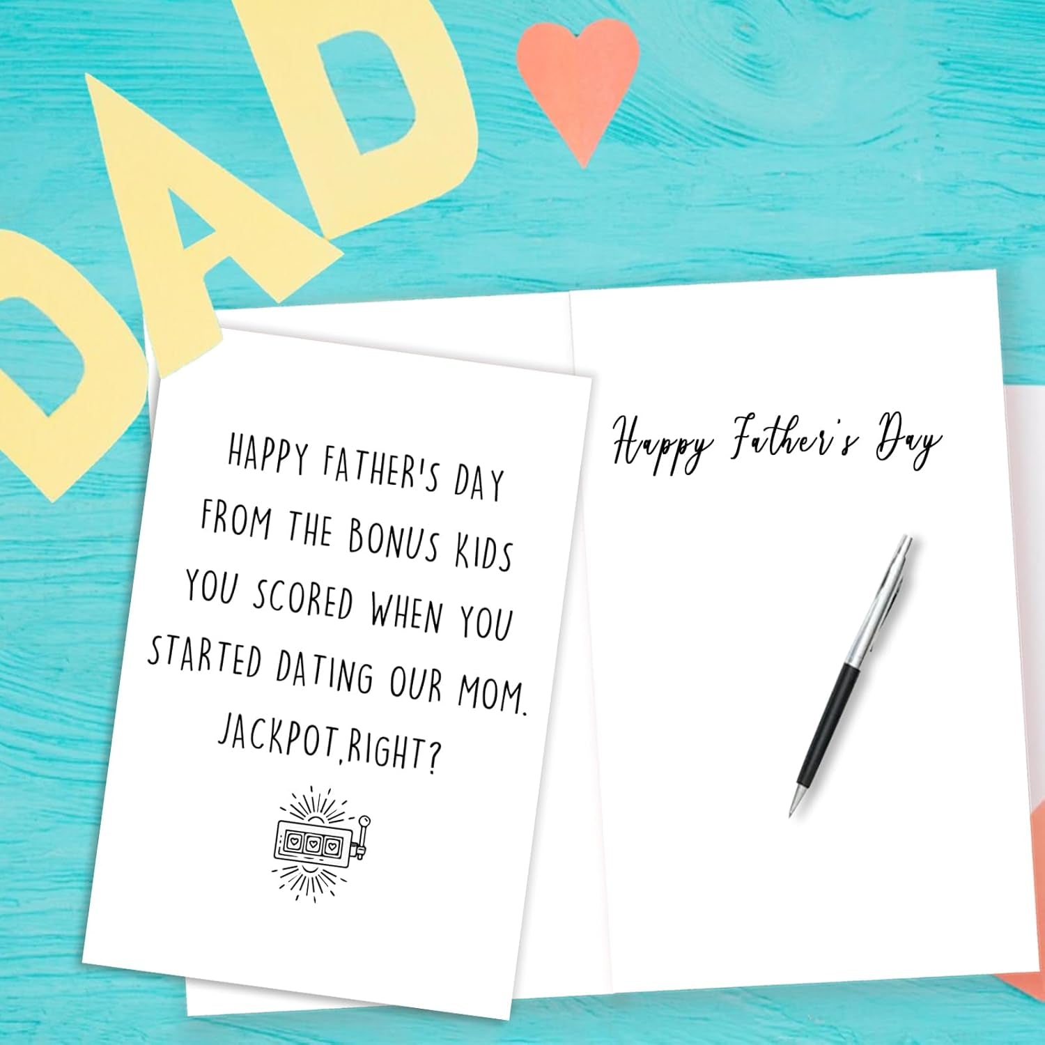 Funny Fathers Day Card for Step Dad, Bonus Dad Fathers Day Gift, Father'S Day from Step Daughter Son