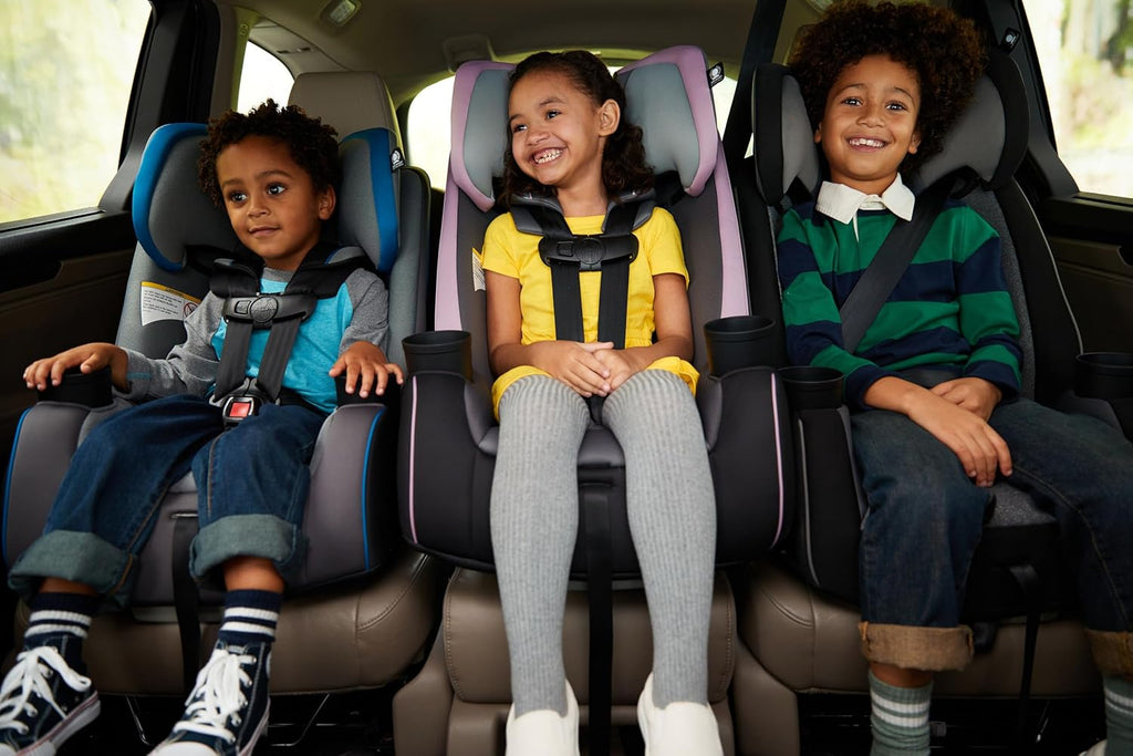 Trimate 3-In-1 Convertible Car Seat, Slim Fit, Infant to Big Kid Car Seat, Easy-Install Harness, Machine-Washable Cover, Dishwasher-Safe Cup Holders, 5-100 Lbs, Sharkskin