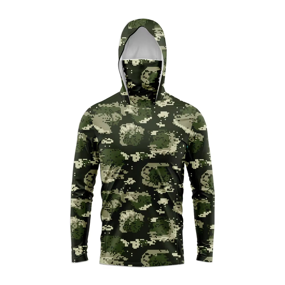 Men Hood Fishing Shirt Long Sleeve Fishing T Shirt Uv Protection Fishing Apparel