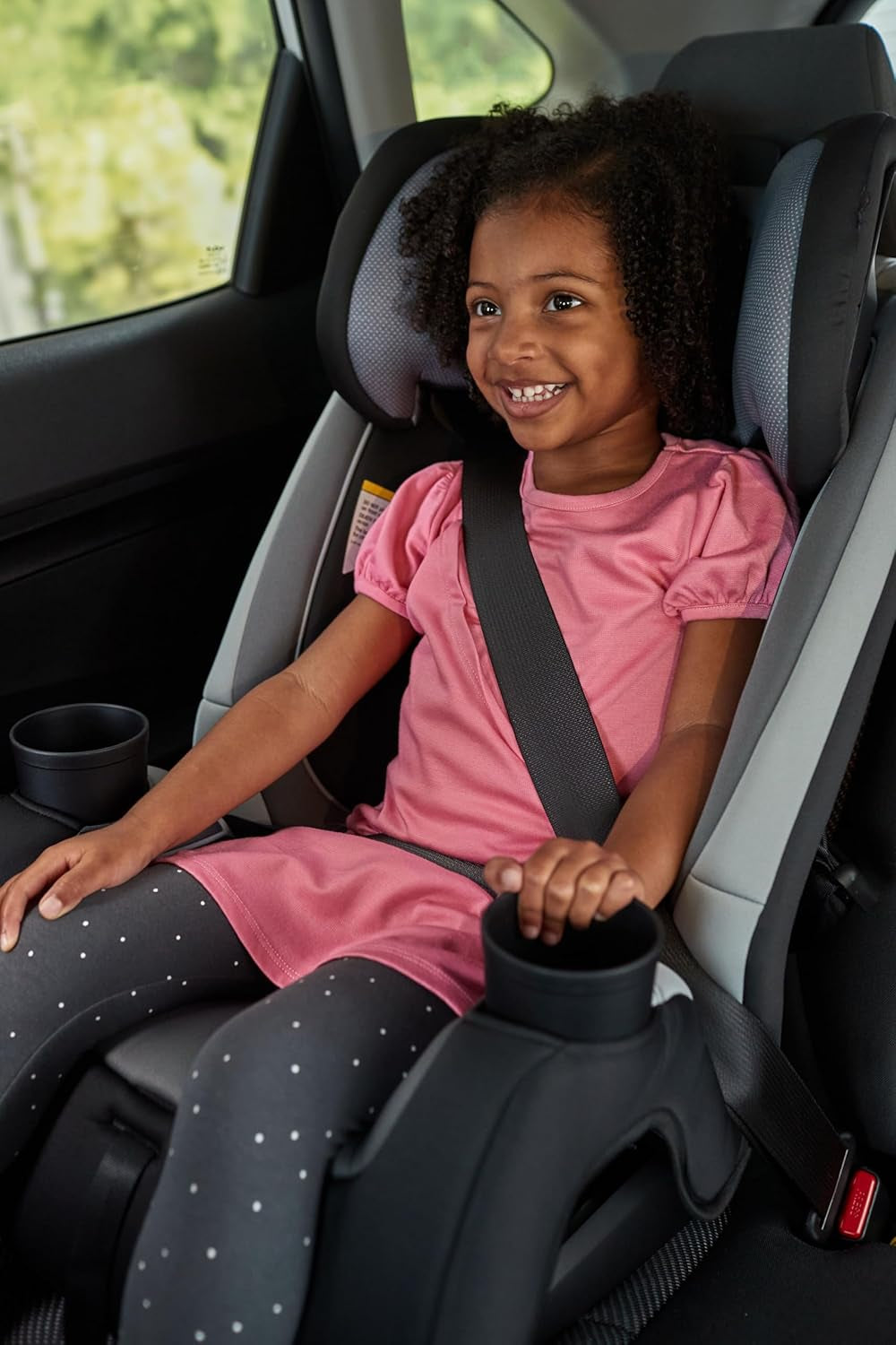Trimate 3-In-1 Convertible Car Seat, Slim Fit, Infant to Big Kid Car Seat, Easy-Install Harness, Machine-Washable Cover, Dishwasher-Safe Cup Holders, 5-100 Lbs, Sharkskin