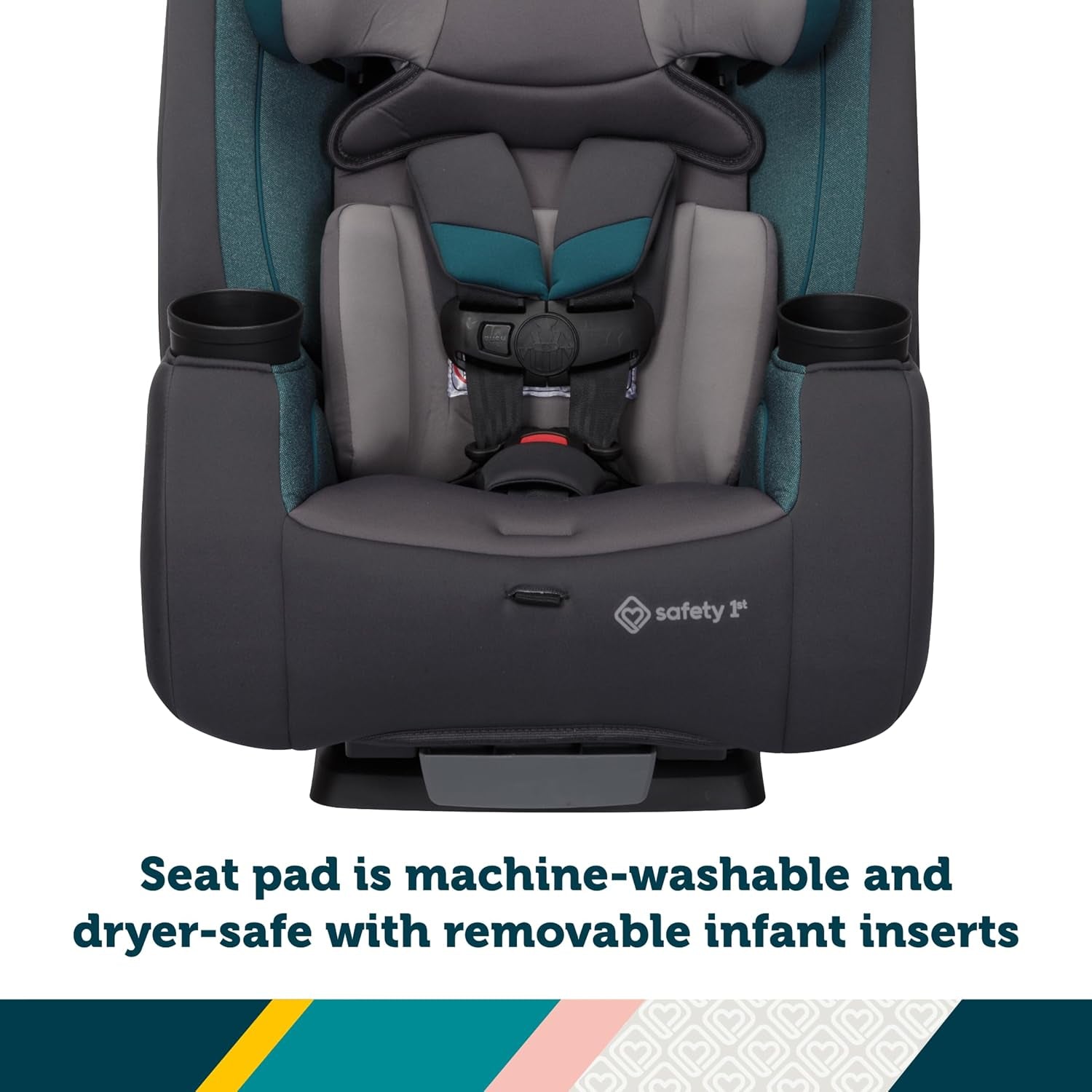 Trimate 3-In-1 Convertible Car Seat, Slim Fit, Infant to Big Kid Car Seat, Easy-Install Harness, Machine-Washable Cover, Dishwasher-Safe Cup Holders, 5-100 Lbs, Sharkskin