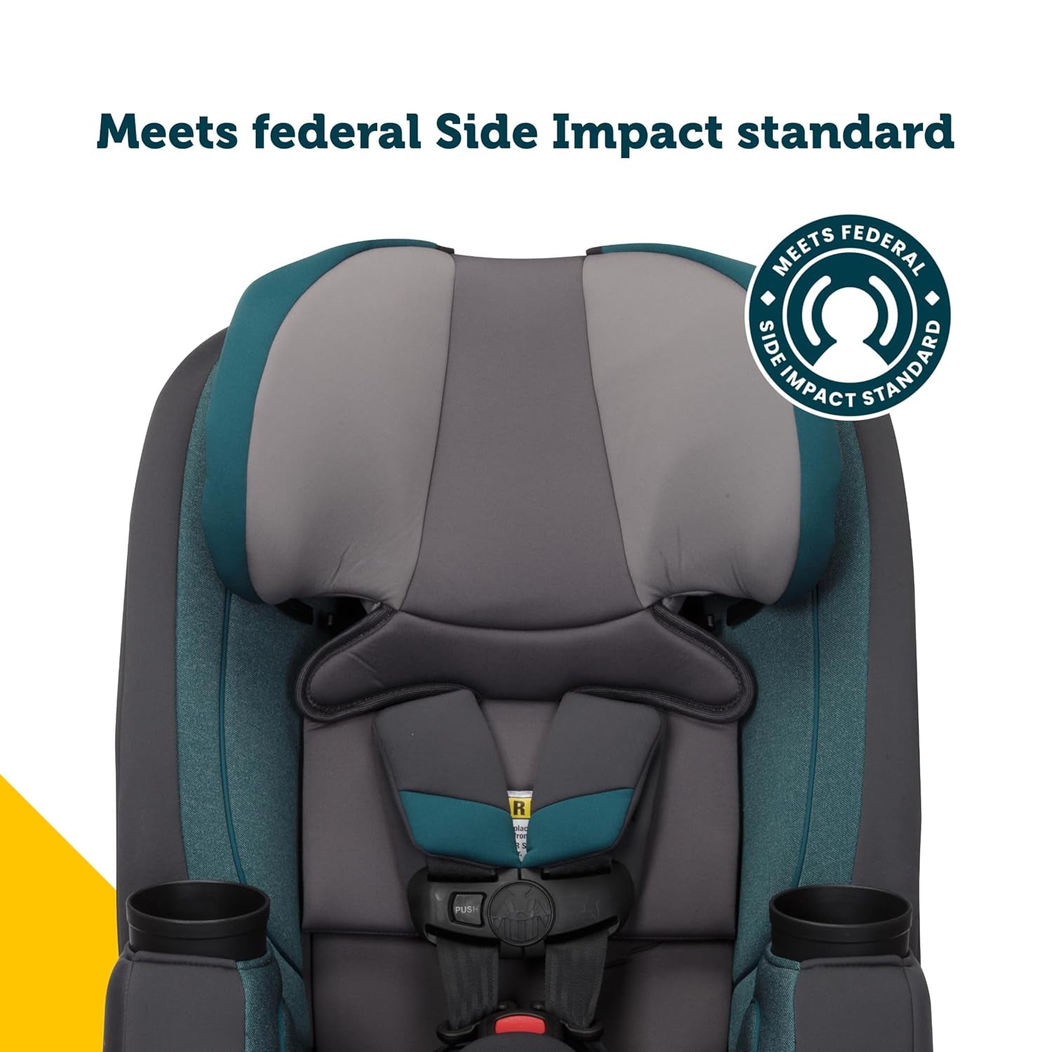 Trimate 3-In-1 Convertible Car Seat, Slim Fit, Infant to Big Kid Car Seat, Easy-Install Harness, Machine-Washable Cover, Dishwasher-Safe Cup Holders, 5-100 Lbs, Sharkskin