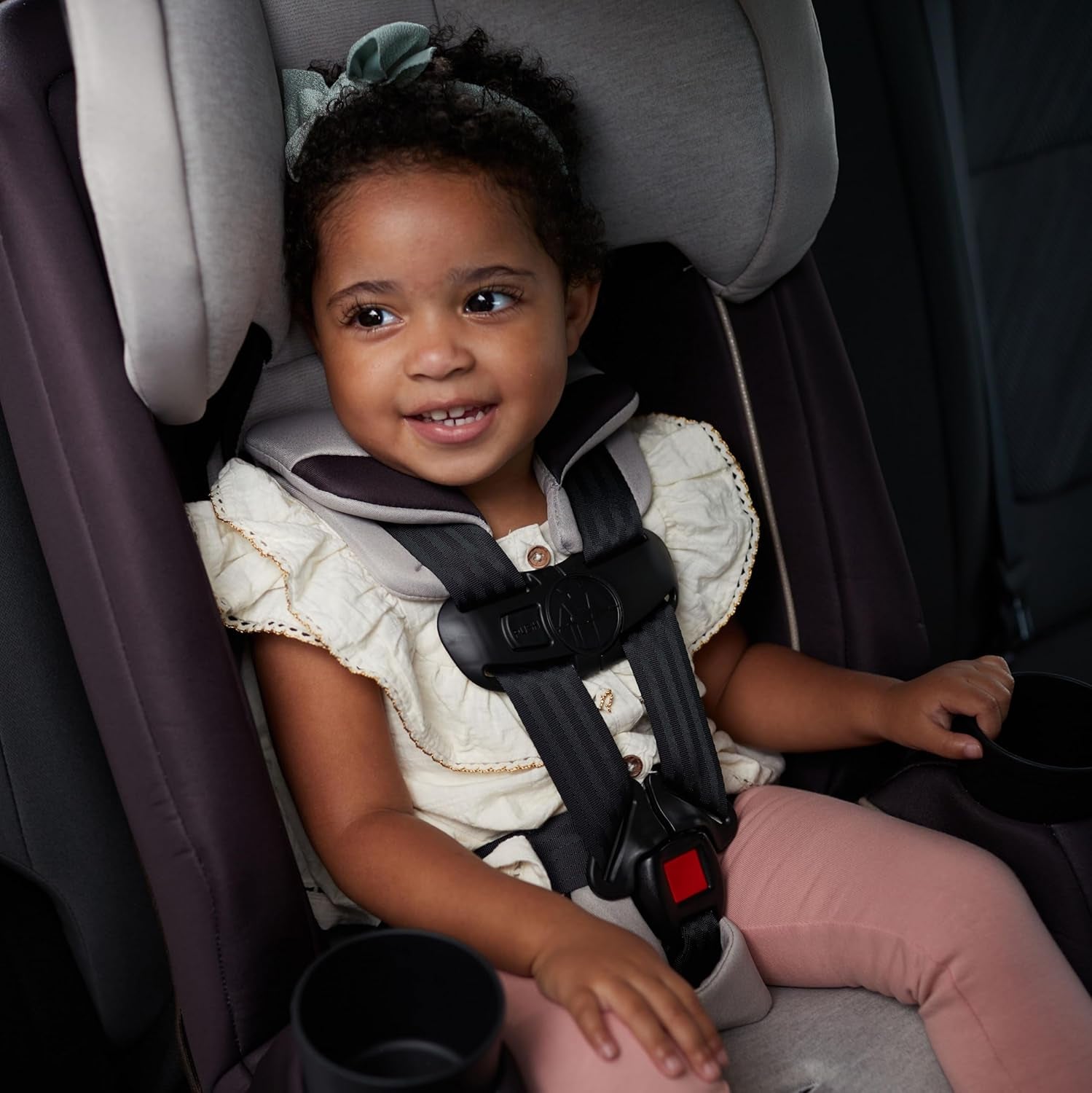 Trimate 3-In-1 Convertible Car Seat, Slim Fit, Infant to Big Kid Car Seat, Easy-Install Harness, Machine-Washable Cover, Dishwasher-Safe Cup Holders, 5-100 Lbs, Sharkskin